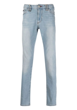 Philipp Plein logo-plaque slim-leg jeans - Blue
