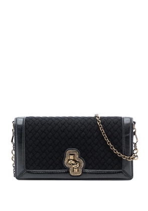 Bottega Veneta Pre-Owned 2012-2025 Karung Trimmed Knit Intrecciato Knot Clutch On Chain crossbody bag - Black