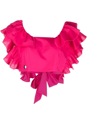 Philipp Plein Volant ruffled cropped top - Pink