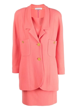 CHANEL Pre-Owned 1980s CC-button dress and blazer set - Orange