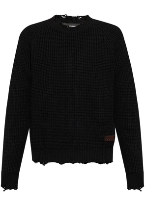 DSQUARED2 logo-patch waffle-knit jumper - Black