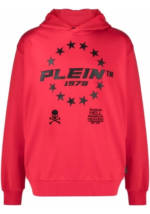 Philipp Plein logo-print pullover hoodie - Red