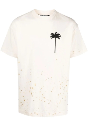 Palm Angels splatter-effect logo-print T-shirt - Neutrals
