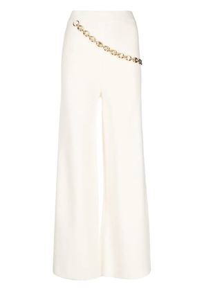 Rabanne chainmail-detail wool-cashmere trousers - White