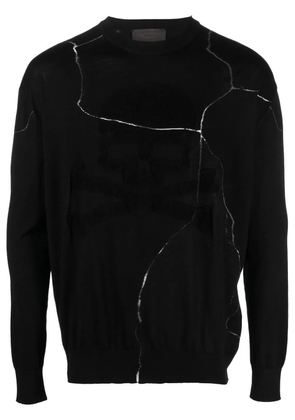 Philipp Plein cracked-effect wool jumper - Black
