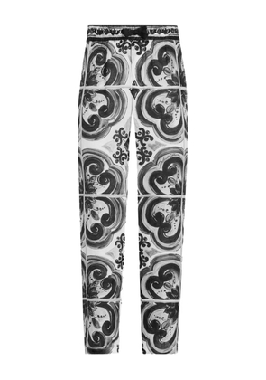 Dolce & Gabbana Majolica-print linen trousers - Black