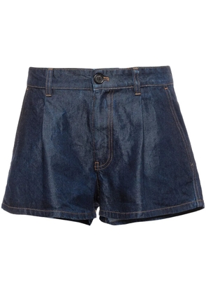 Miu Miu Denim pleated shorts - Blue
