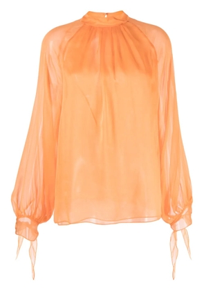 Roberto Cavalli semi-sheer silk blouse - Orange
