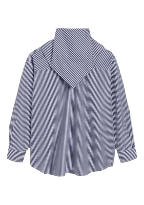 AMI Paris striped-pattern bandana-collar cotton shirt - Blue