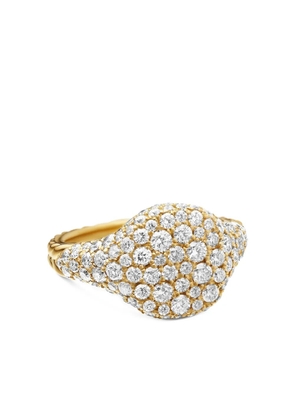 David Yurman 18kt yellow gold Chevron diamond pinky ring (10mm)
