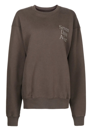 7 DAYS Active logo-print crew neck sweatshirt - Brown