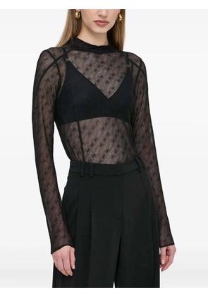 BOSS mock-neck patterned top - Black