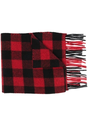 Woolrich check-pattern fringed-edge scarf - Red