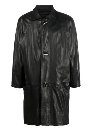 Versace Pre-Owned 1980s single-breasted leather coat - Black