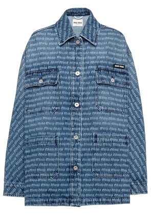 Miu Miu logo-print denim shirt jacket - Blue