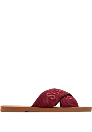 Schutz logo-embroidered cross-strap sandals