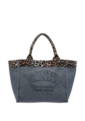 GANNI logo tote bag - Blue