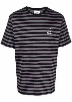 Études Studio striped logo-embroidered T-shirt - Grey