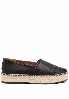 Philipp Plein skull-motif leather espadrilles - Black