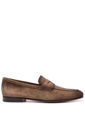 Santoni penny-slot suede loafers - Brown