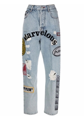 Philipp Plein patchwork boyfriend jeans - Blue