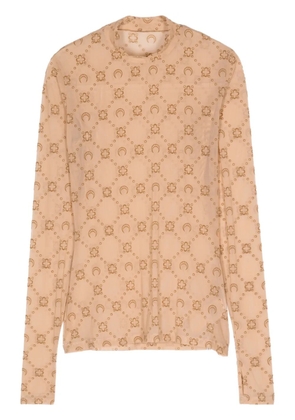 Marine Serre mock-neck pattern top - Brown