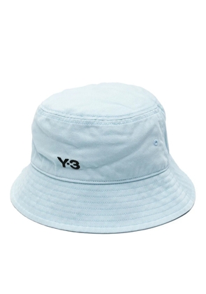 Y-3 embroidered-logo cotton bucket hat - Blue