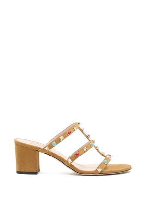 Valentino Garavani Rockstud cabochon-embellished leather sandals - Brown