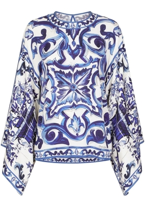 Dolce & Gabbana Majolica-print silk blouse - Blue