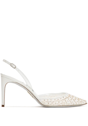 René Caovilla crystal-embellished pumps - White