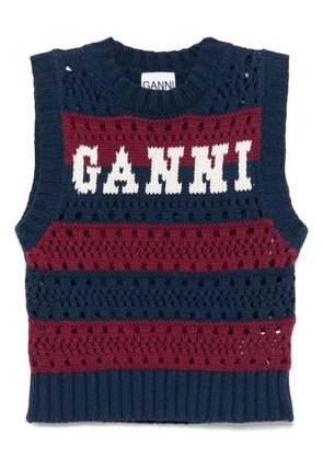 GANNI recycled cotton-blend top - Blue