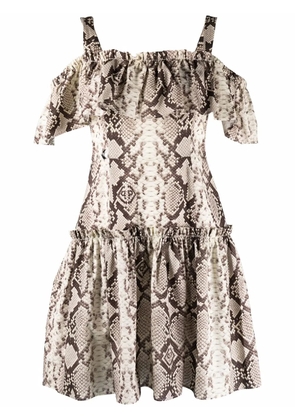 Philipp Plein python-print mini dress - Neutrals