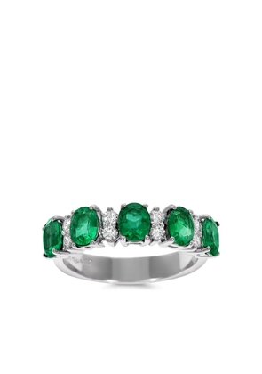 LEO PIZZO 18K white gold Eternity diamond and emerald band ring - Silver