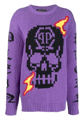 Philipp Plein SKull intarsia-knit jumper - Purple