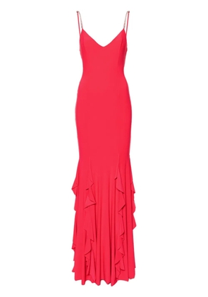 NISSA ruffled chiffon maxi dress - Red