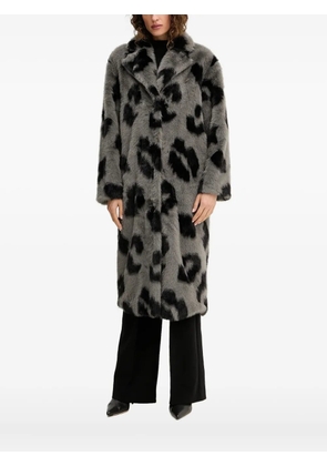 Silvian Heach leopard-print collared coat - Grey