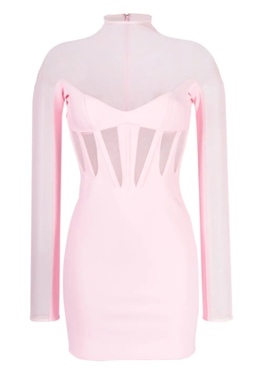 Mugler Corset Illusion sheer-panels minidress - Pink