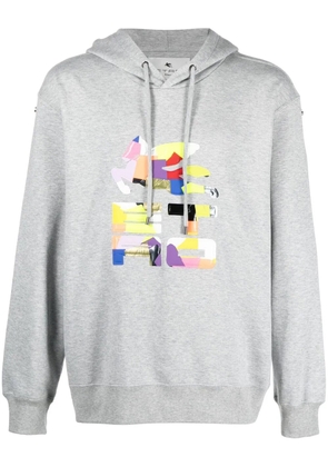 ETRO patchwork logo-print rib-trimmed hoodie - Grey