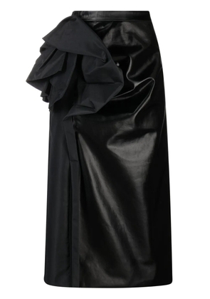 Maison Margiela faux-leather draped midi skirt - Black