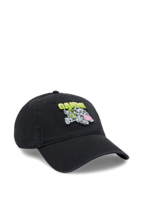 GANNI Puppy embroidered logo baseball cap - Black