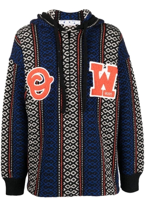 Off-White geometric-patterned alpaca-blend hoodie - Black