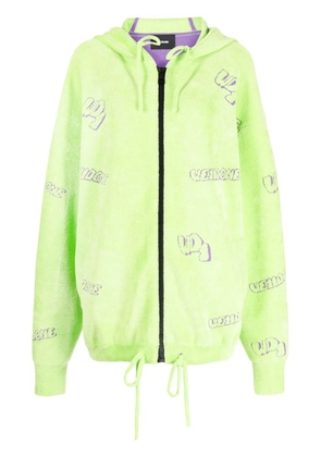 We11done terry-cloth zip-up hoodie - Green