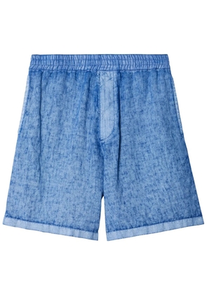 Burberry Equestrian Knight-appliqué linen shorts - Blue