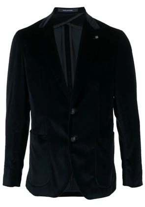 Tagliatore logo-plaque velvet blazer - Blue