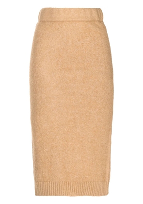 LOVEBIRDS high-waist knitted skirt - Brown
