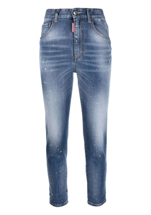DSQUARED2 paint-splatter skinny cropped jeans - Blue