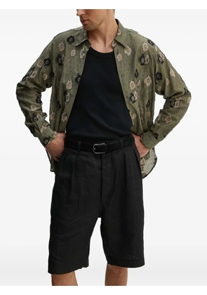 Sunflower floral-appliqué long-sleeve shirt - Green