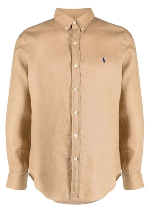 Polo Ralph Lauren logo-embroidery linen shirt - Brown