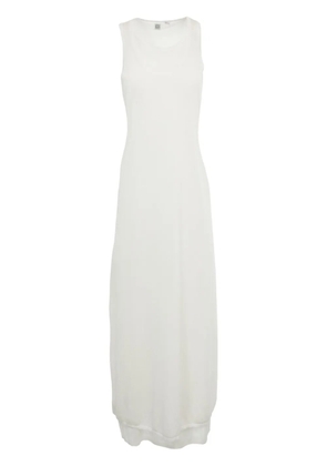 TOTEME layered fine-knit maxi dress - White