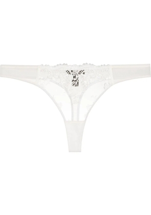 Kiki de Montparnasse Juliette embroidered tulle thong - White
